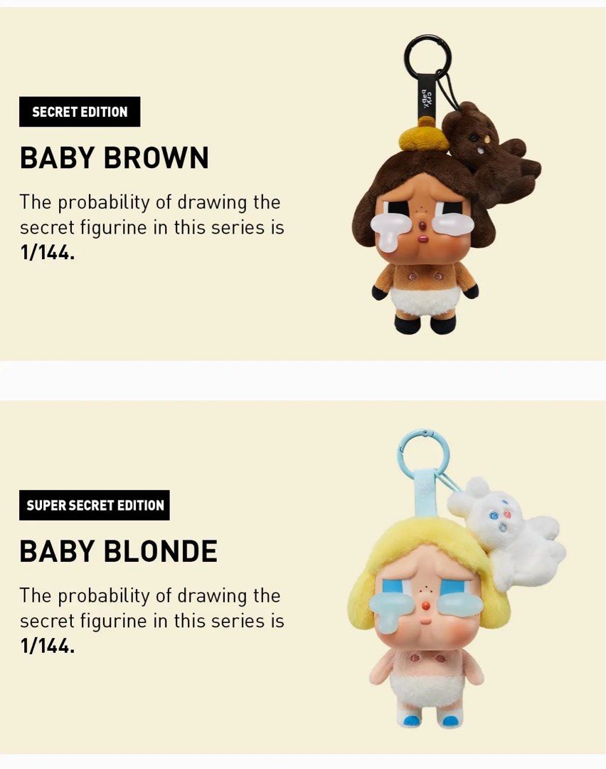 Popmart Baby Blonde (SUPER SECRET) Crying Again Plush Pendant, Hobbies &  Toys, Toys & Games on Carousell