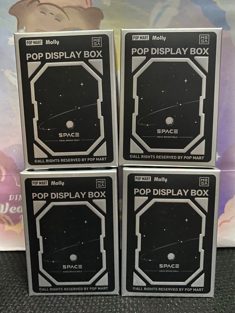 Pop Mart Space Molly Display Box (Category: Designer & Blind Box Toys) located in Pasay City. Submitted by dyongjo (Listing ID 1338292564, Image 1). Description: Brand new, sealed box 4pcs, ₱100 each MOP: BPI/Gcash Pickup/Delivery: GGX/Lalamove/Grab (fee NOT yet included in price) 📍Pasay City.