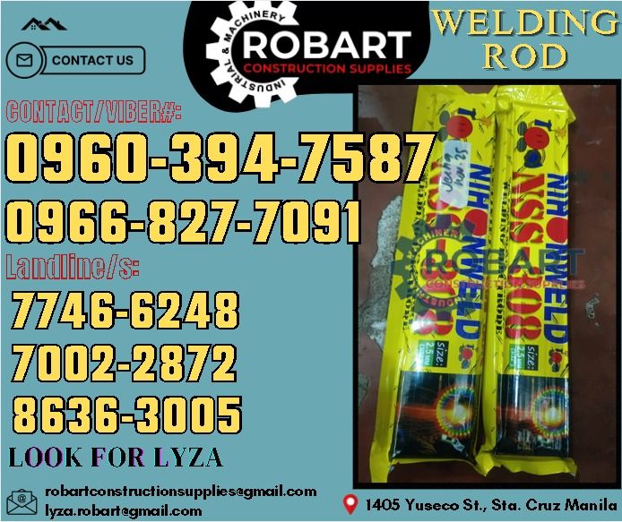 SS Welding Rod (Category: Construction Tools & Equipment) located in Manila. Submitted by lyzarobart1999 (Listing ID 1338202006, Image 1). Description: SS Welding Rod 2.5mm NSS-308 𝑹𝑶𝑩𝑨𝑹𝑻 𝑪𝑶𝑵𝑺𝑻𝑹𝑼𝑪𝑻𝑰𝑶𝑵 𝑺𝑼𝑷𝑷𝑳𝑰𝑬𝑺 𝒪𝒻𝒻𝒾𝒸𝑒 𝒜𝒹𝒹𝓇𝑒𝓈𝓈: 𝟣𝟦𝟢𝟧 𝒴𝓊𝓈𝑒𝒸𝑜 𝒮𝓉. 𝒮𝓉𝒶 𝒞𝓇𝓊𝓏 𝑀𝒶𝓃𝒾𝓁𝒶 ꜱᴇɴᴅ ᴜꜱ ᴍᴇꜱꜱᴀɢᴇ ꜰᴏʀ ɪɴQᴜɪʀɪᴇꜱ ‼️ ‼️ ɢʟᴏʙᴇ: (0966-827-7091) ꜱᴍʀᴛ - (0960-394-7587) ᴠɪʙʀ - (0960-394-7587) ʟᴀɴᴅʟɪɴᴇ: (8636-ʟᴏᴏᴋ ꜰᴏ