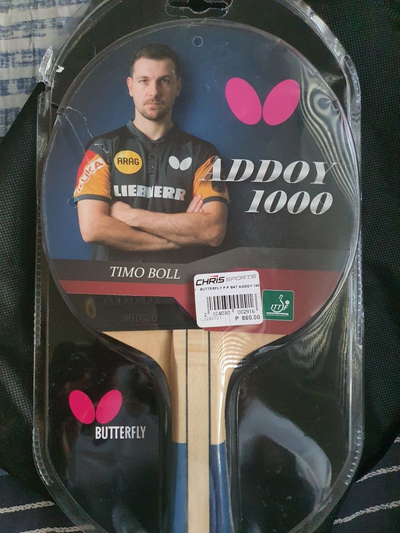 TABLE TENNIS RACKET- BUTTERFLY (Category: Racket and Ball Sports) located in Angeles City. Submitted by amicaquinn (Listing ID 1338293369, Image 3). Description: Butterfly ADDOY 1000 used once only. just bought it last Nov. 19,2024.