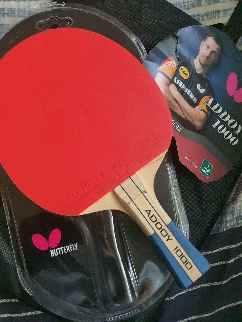 TABLE TENNIS RACKET- BUTTERFLY (Category: Racket and Ball Sports) located in Angeles City. Submitted by amicaquinn (Listing ID 1338293369, Image 1). Description: Butterfly ADDOY 1000 used once only. just bought it last Nov. 19,2024.