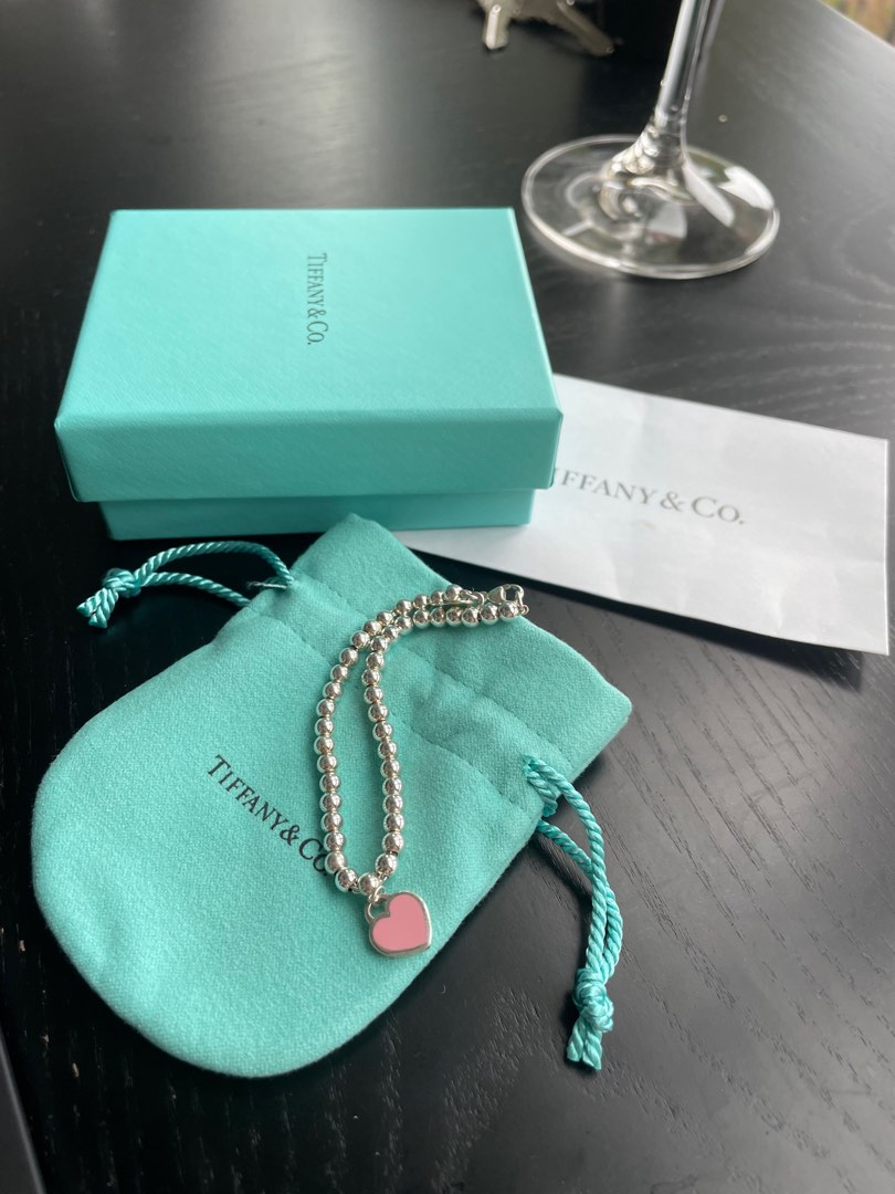 Tiffany Co Pink Mini Heart Bracelet Luxury Accessories on Carousell