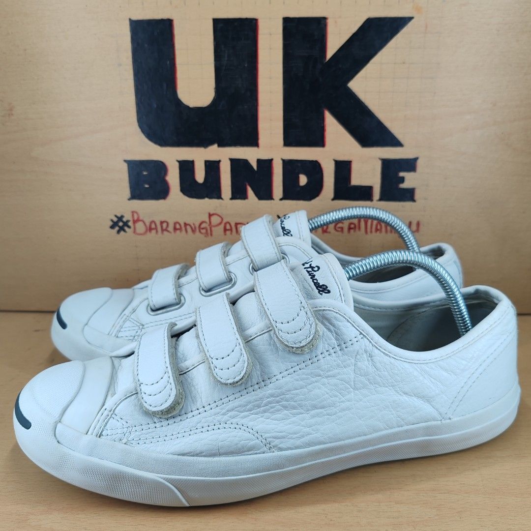 White leather converse velcro straps on sale