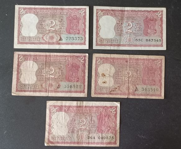 VINTAGE (1970 - 1985) R.N. MALHOTRA 2 RUPEES NOTE (ORIGINAL STAPLE ...