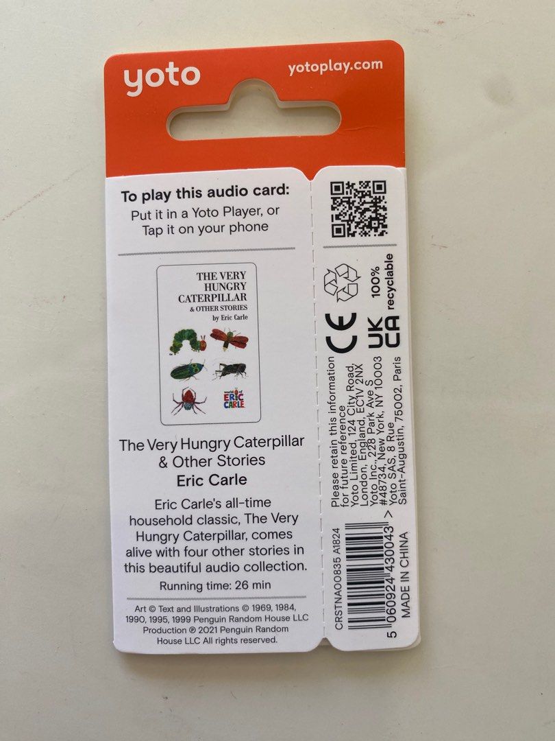 Yoto Card: The Very Hungry Caterpillar and Other Stories by Eric Carle ...