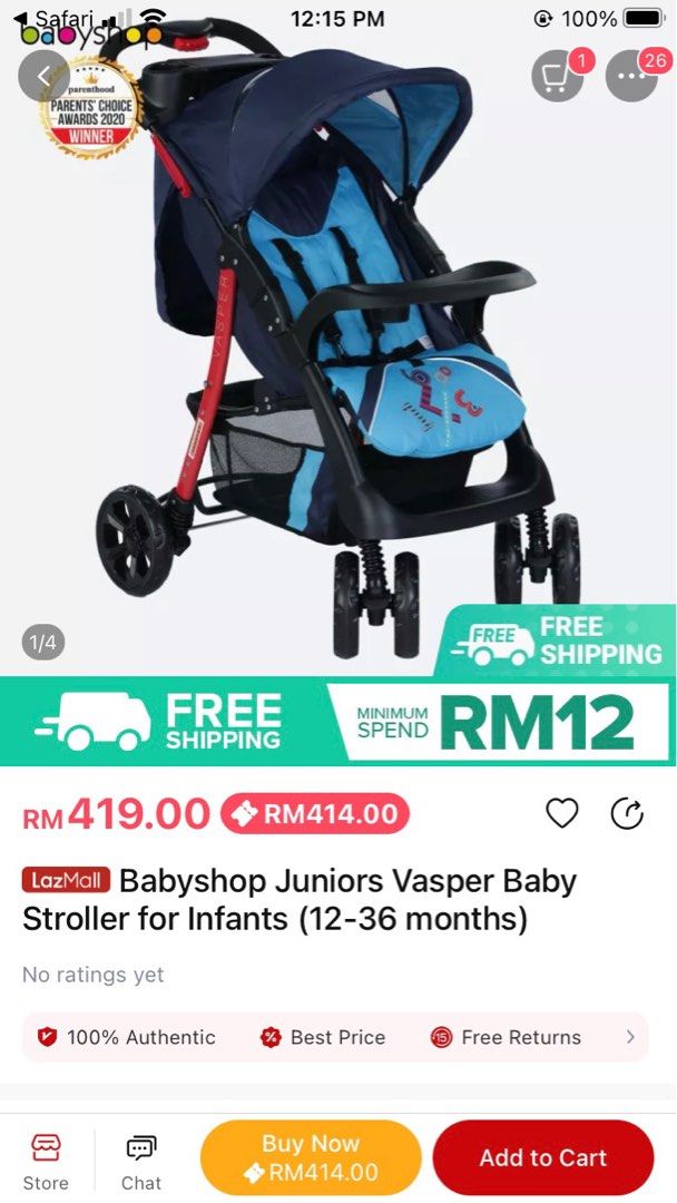 Juniors vasper baby stroller top