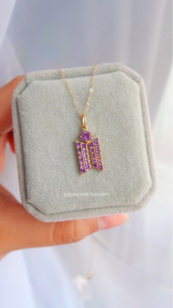 BTS Amethyst Necklace (Category: Necklaces) located in Manila. Submitted by skncarestashph (Listing ID 1338305074, Image 3). Description: RESTOCKED! ✨ BTS Amethyst Necklace 📌 0.500ct of Amethyst 📌 1.1g 💎 Non-Certificate 💎 18k Yellow Gold 💎45cm Adjustable 🇯🇵 Japan Setting 📌 ON HAND AND READY TO SHIP! 📩DM to order! 💳 Credit card accepted 🛵 Same day delivery via Grab/Lalamove 🚚 Insured shipping via LBC.