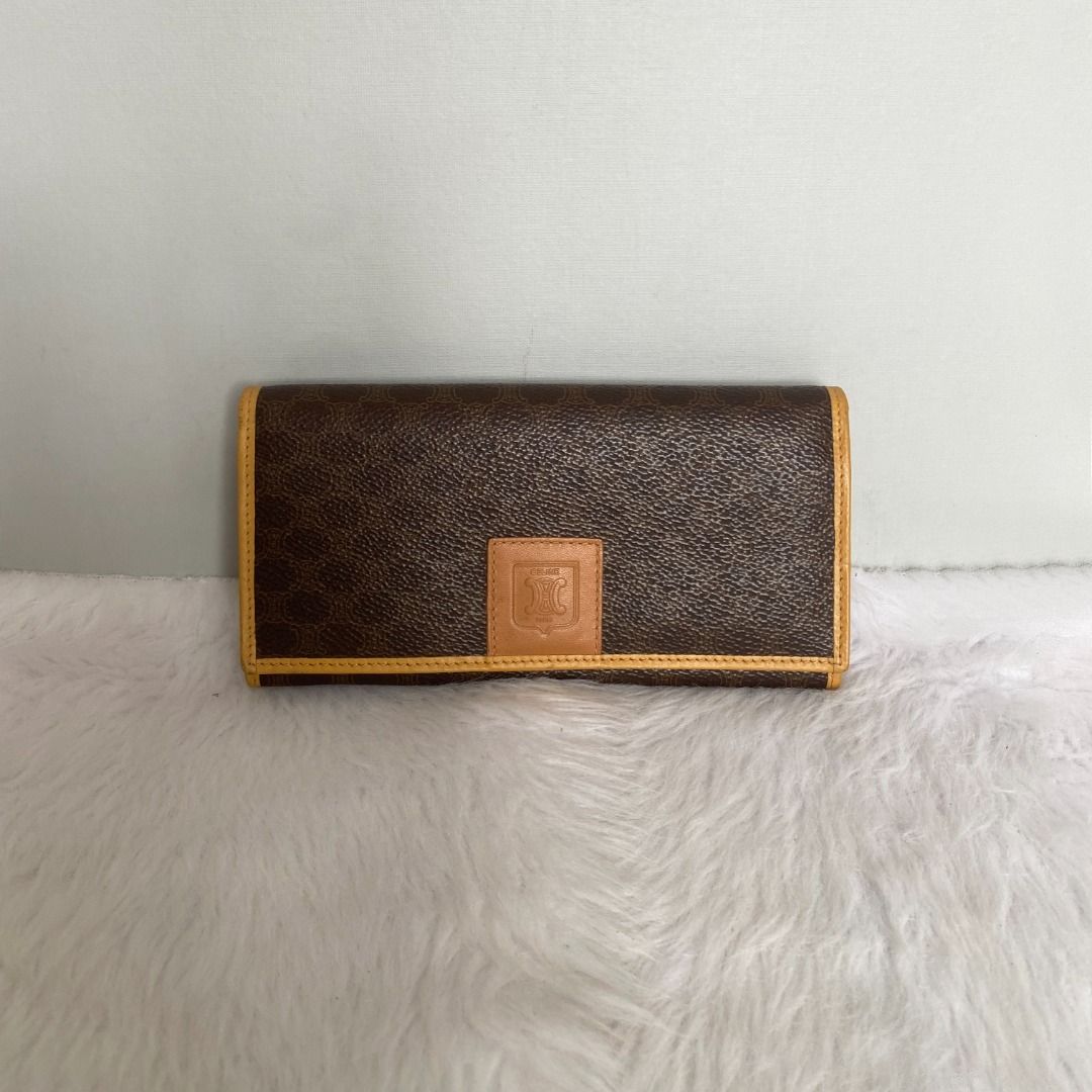 Celine Macadam Vintage Brown Leather Wallet