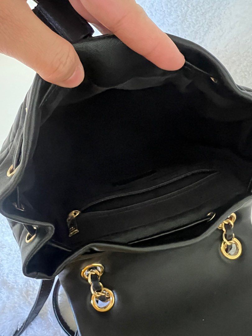 Chanel back pack (Category: Luxury Bags & Wallets) located in Manila. Submitted by chaitheexplorer (Listing ID 1338348728, Image 3). Description: Rare Chanel Lamb Skin Urban spirit backpack 23S medium size Color: Black GHW Used once Selling low - 325k only with dust bag.