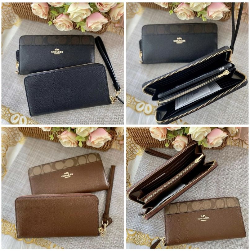 Coach F76971 Accordion Zip Wallet in Crossgrain Leather with Signature Coated Canvas Detail Ladies Wallet Women s Fashion Bags Wallets Wallets Card holders on Carousell