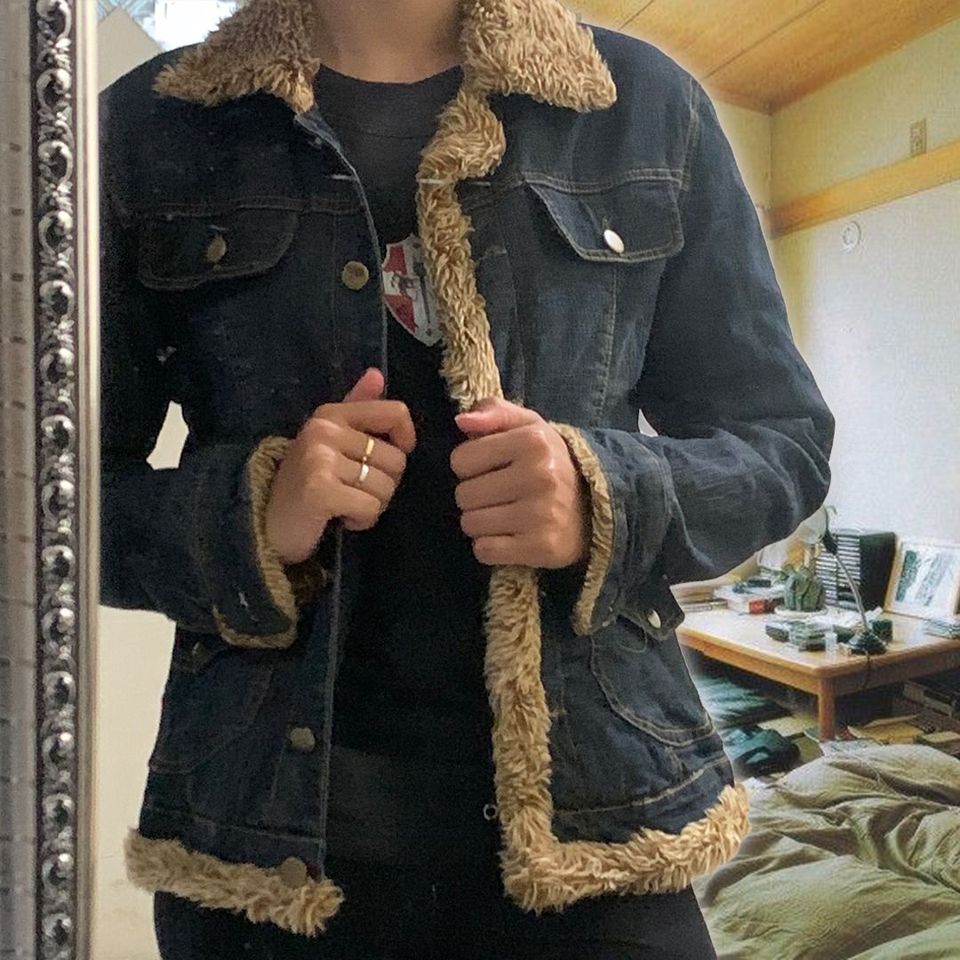 商品画像：y2k fur denim jacket grunge punk archive 3