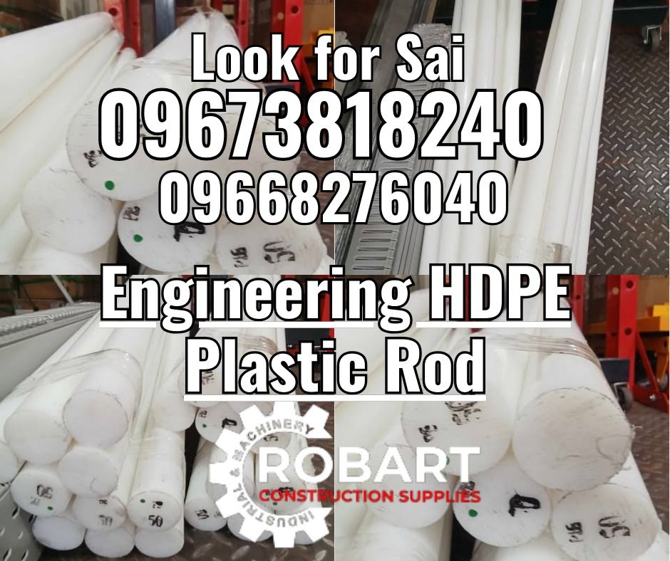 Engineering Plastic HDPE Rod (Category: Construction Tools & Equipment) located in Manila. Submitted by robartehm (Listing ID 1338355217, Image 1). Description: Engineering Plastic HDPE Rod White 2" dia x 1ft ROBART CONSTRUCTION SUPPLIES For inquiries: For FAST TRANSACTION: Sai Robart - 09673818240 / 09662708706 Vbr: Robart Sai - 09673818240 sairobart3@gmail. com Office Address: 1405 Yuseco St. Sta. Cruz Manila 7746-6248, 7216-7605 ,7002-2872, 8-