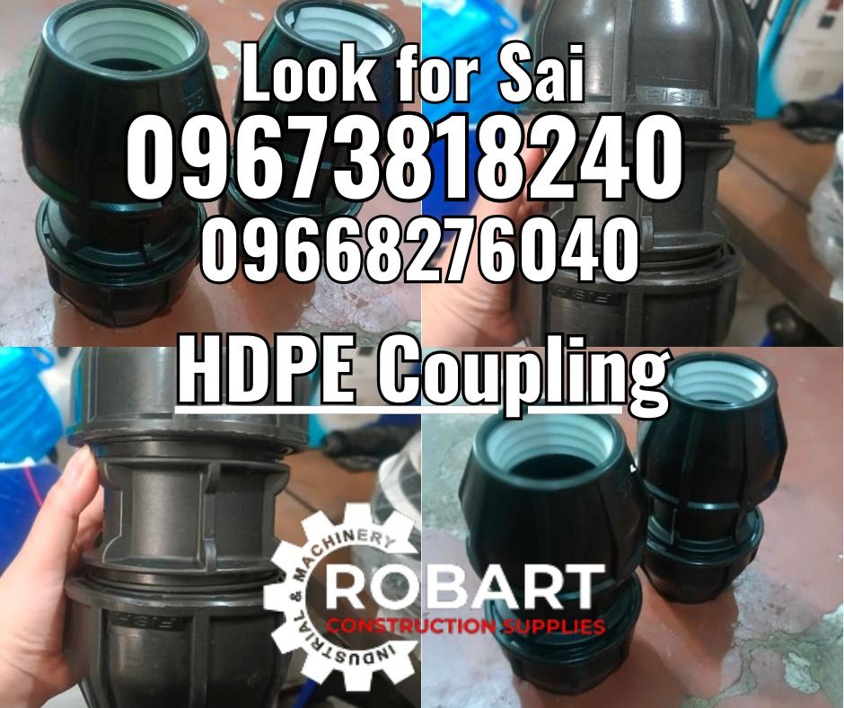 HDPE Coupling (Category: Construction Tools & Equipment) located in Manila. Submitted by sairobart375609 (Listing ID 1338342114, Image 1). Description: HDPE Coupling Black 2" ROBART CONSTRUCTION SUPPLIES For inquiries: For FAST TRANSACTION: Sai Robart - 09673818240 / 09662708706 Vbr: Robart Sai - 09673818240 sairobart3@gmail. com Office Address: 1405 Yuseco St. Sta. Cruz Manila 7746-6248, 7216-7605 ,7002-2872, 8-6363005 09351427044 09603947805 ro
