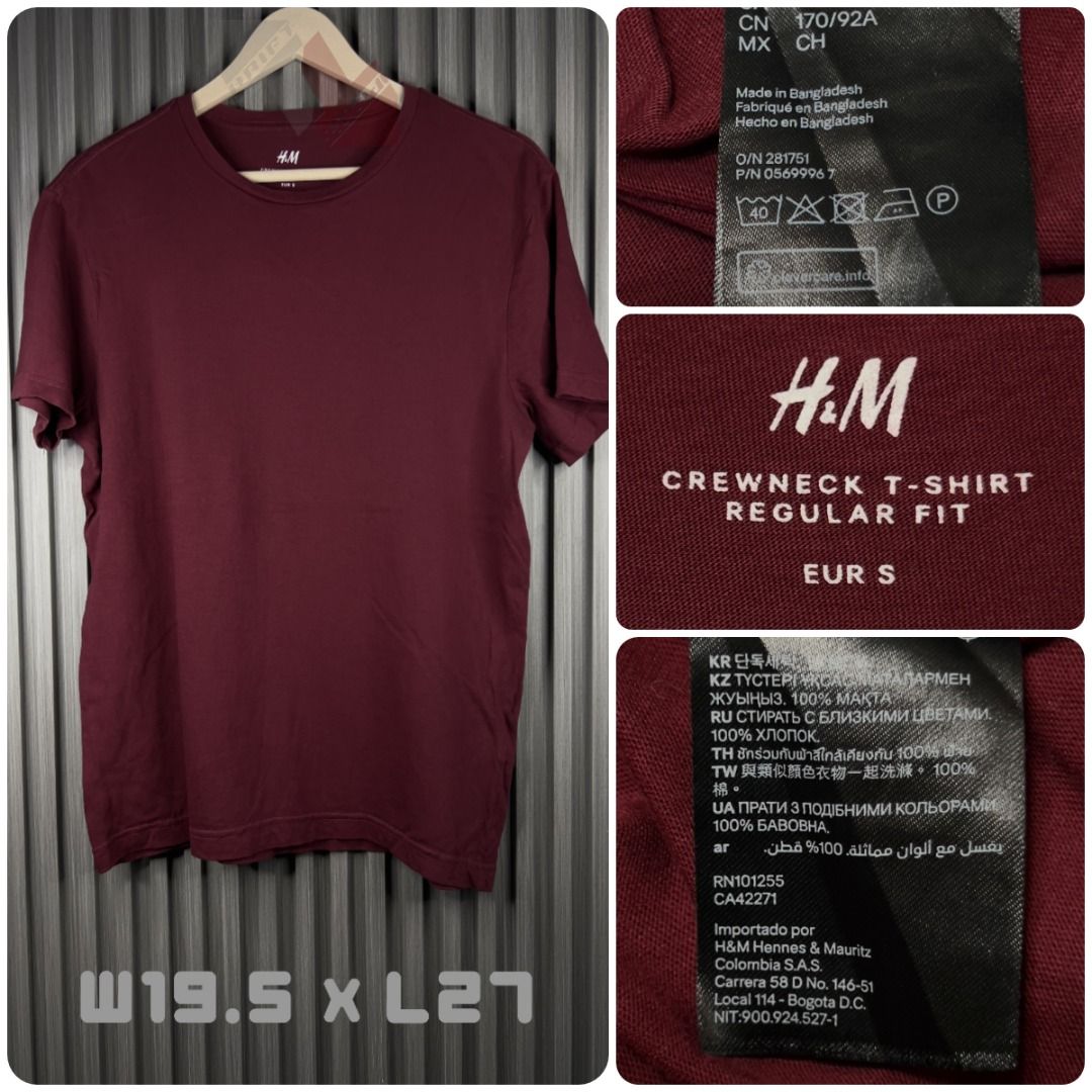 H&M - Plain Maroon Crewneck Tee / Shirt (Category: Tshirts & Polo Shirts ) located in Davao. Submitted by thrftipidity (Listing ID 1338470511, Image 1). Description: 📌 Item Code: TT93 📌 Color Rate: 9.5/10 📌 Condition: Excellent 📌 Size: S on Tag 📌 Dimensions: 19.5x27 📌 Issue: None ⛳️ Location: Catalunan Grande, Davao City 🚚 Free Delivery within Catalunan Grande 📦 Shipping nationwide via J&T 💳 Payment First: GCash/Maya/Bank Transfer ⛔ No C
