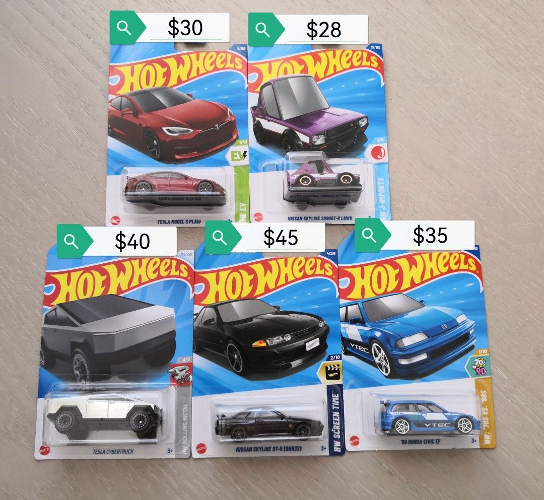 Hot wheels Hotwheels Tesla Model S Plaid, Nissan Skyline 2000 GT-R LBWK ...
