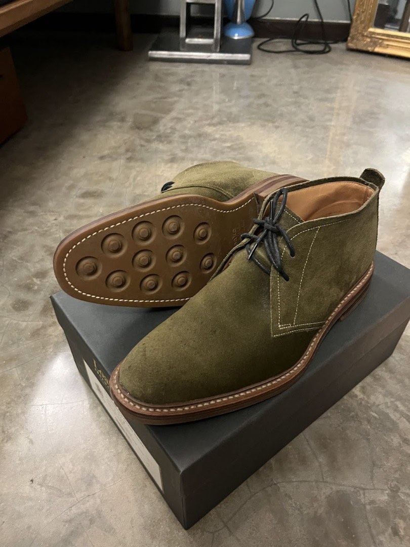 Loake sandown green suede goodyear welted chukkas
