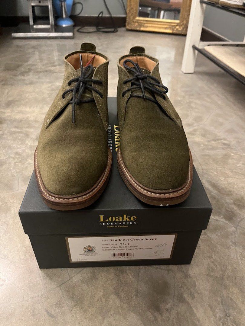 Loake sandown green suede goodyear welted chukkas
