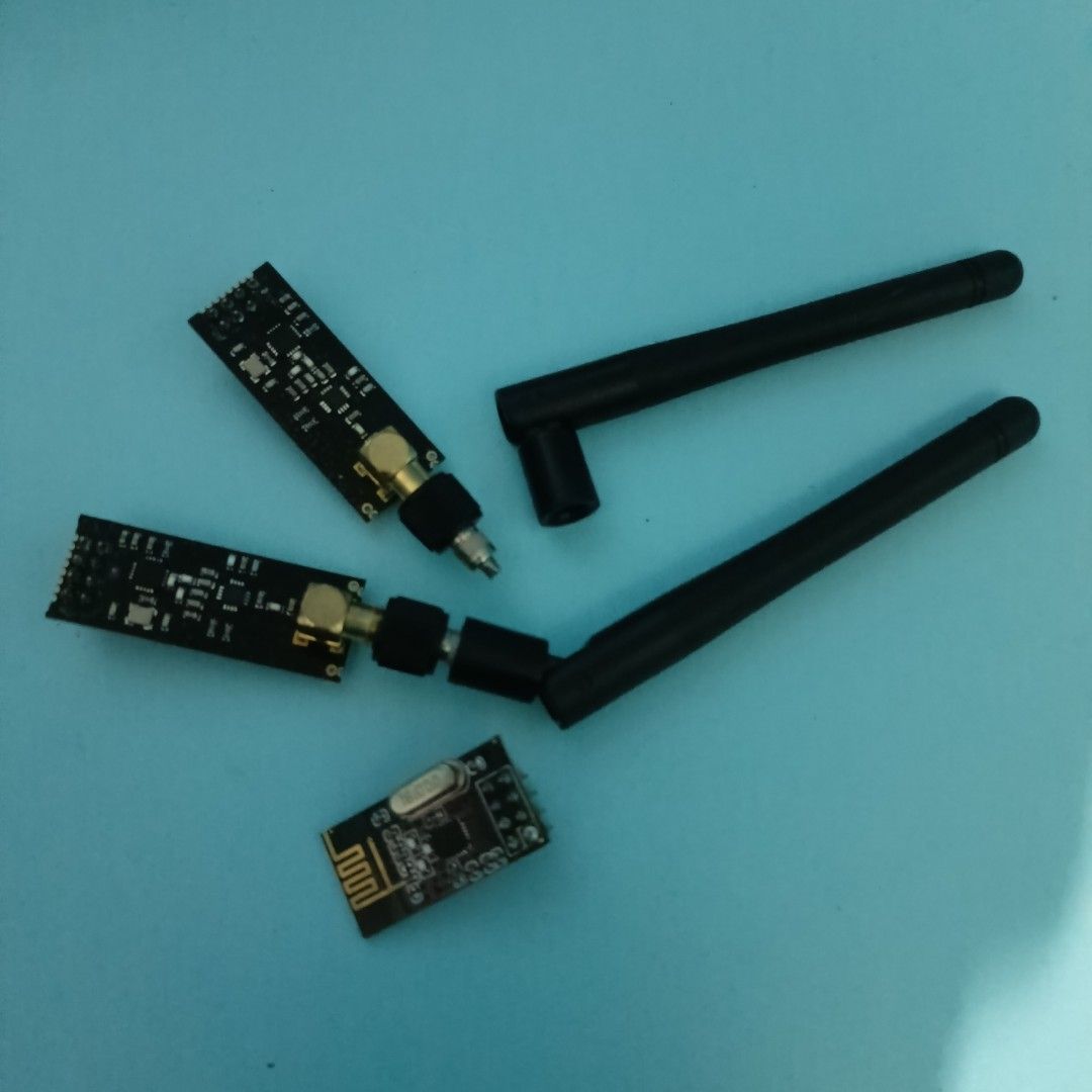 nRF24L01 | Wireless 2.4Ghz Transceiver PA+LNA (Category: Networking) located in Calamba. Submitted by keitho_ (Listing ID 1338415215, Image 1). Description: ₱100 For all Compatible with Arduino Uno, Nano, Micro, MEGA, ESPs and other platforms. Issue: All are working but one has a snapped antenna line which reduces its range to be comparable to non-PA/LNA version. Do note that the antenna is actually replaceable. Please check my other listings jus