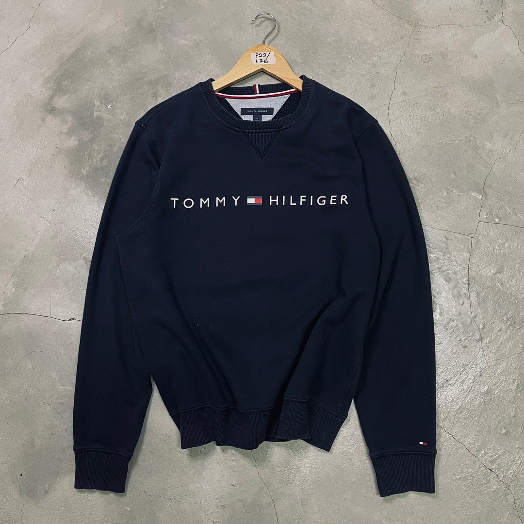 Tommy Hilfiger Spellout Sweatshirt Men s Fashion Tops Sets Hoodies on Carousell