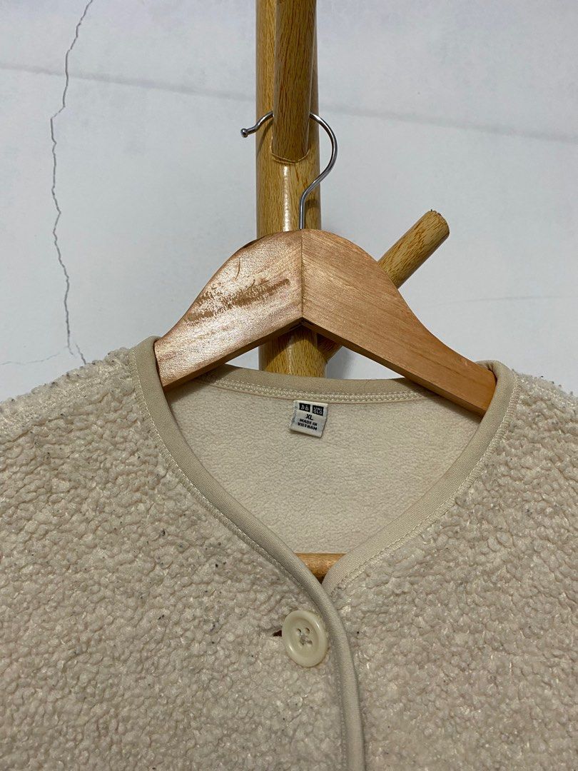 Uniqlo women fleece collarless jacket on sale