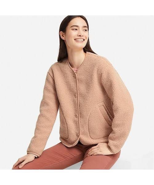Uniqlo Women Fleece Collarless Jacket long sleeve 408760