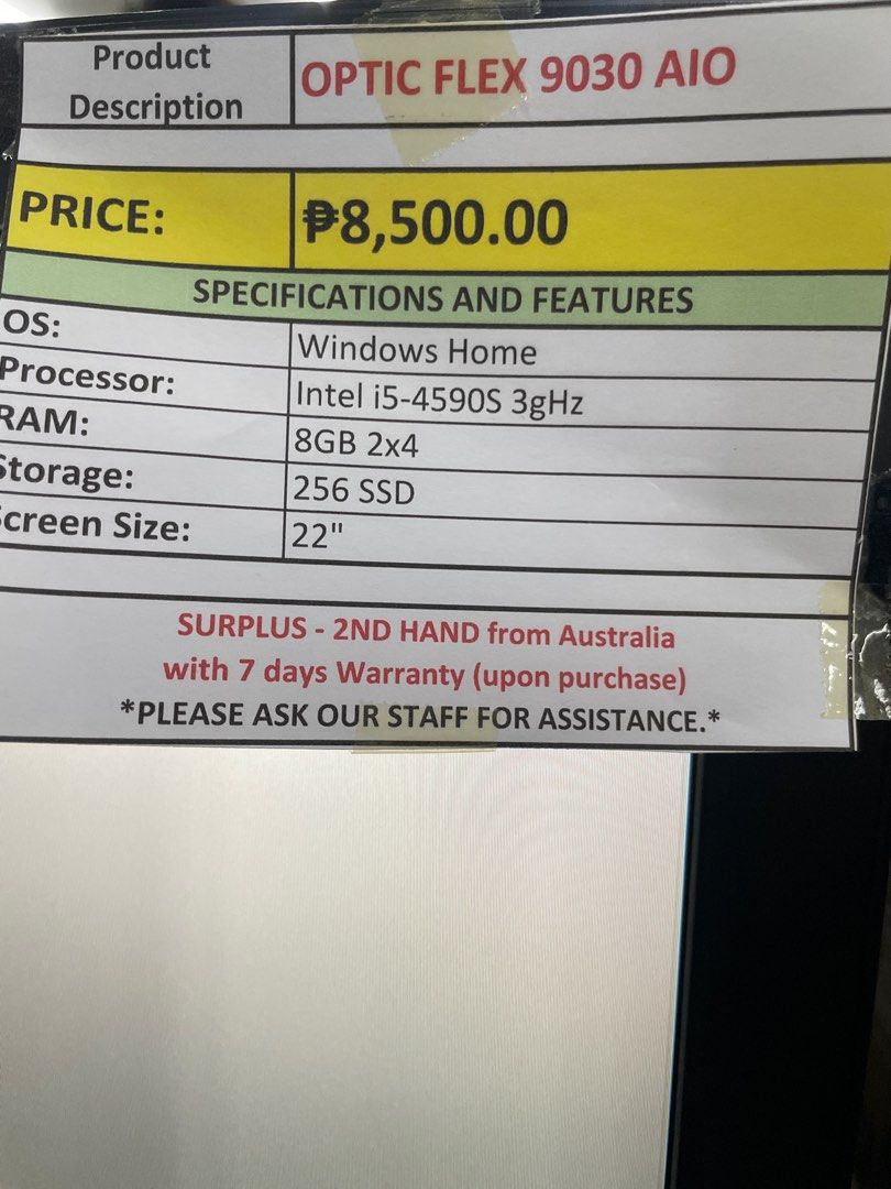 Computer Monitor Optic Flex 9030 AIO (Category: Desktops) located in Muntinlupa City. Submitted by aussie.surplustore (Listing ID 1338478846, Image 3). Description: Computer Monitor Optic Flex 9030 AIO Price: 8,500 Surplus from Australia We are available online and thru our physical store located at: 👉MUNTINLUPA For more info direct message or call me: ➡️Salestaff: JANINE ➡️Number: 0948 098 5387.
