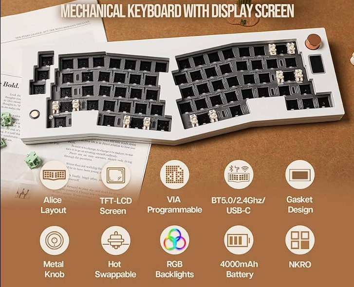 Custom Mechanical Keyboard DIY Alice Style Barebone Black White ...
