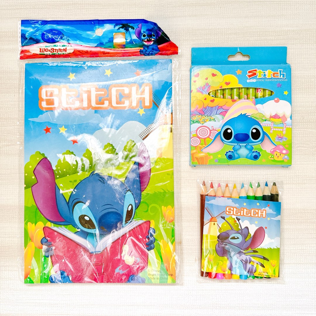 Disney Stitch Coloring Book & Two Color Pencils Set, Hobbies & Toys ...