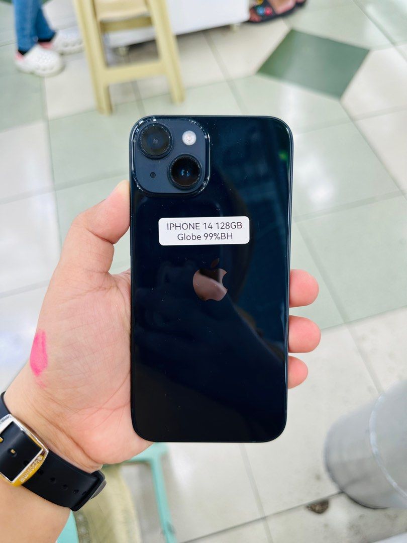 Iphone 14 128gb Globelocked 99% batt NTC (Category: iPhone 14 Series) located in San Juan City. Submitted by javedsgadgetshop (Listing ID 1338561024, Image 1). Description: OPEN FOR INSTALLMENT VIA CREDIT CARD/GGIVES/SPAY/BILLEASE & SWAP/TRADE-IN! BUY AND SELL! Quick Specs : Iphone 14 •128gb •NTC Variant •99% batt health •Globelocked •95% Smoothness •No hidden issue | No Repaired •100% Authentic | Not Refurbished •w/ OEM Charger & store warranty 