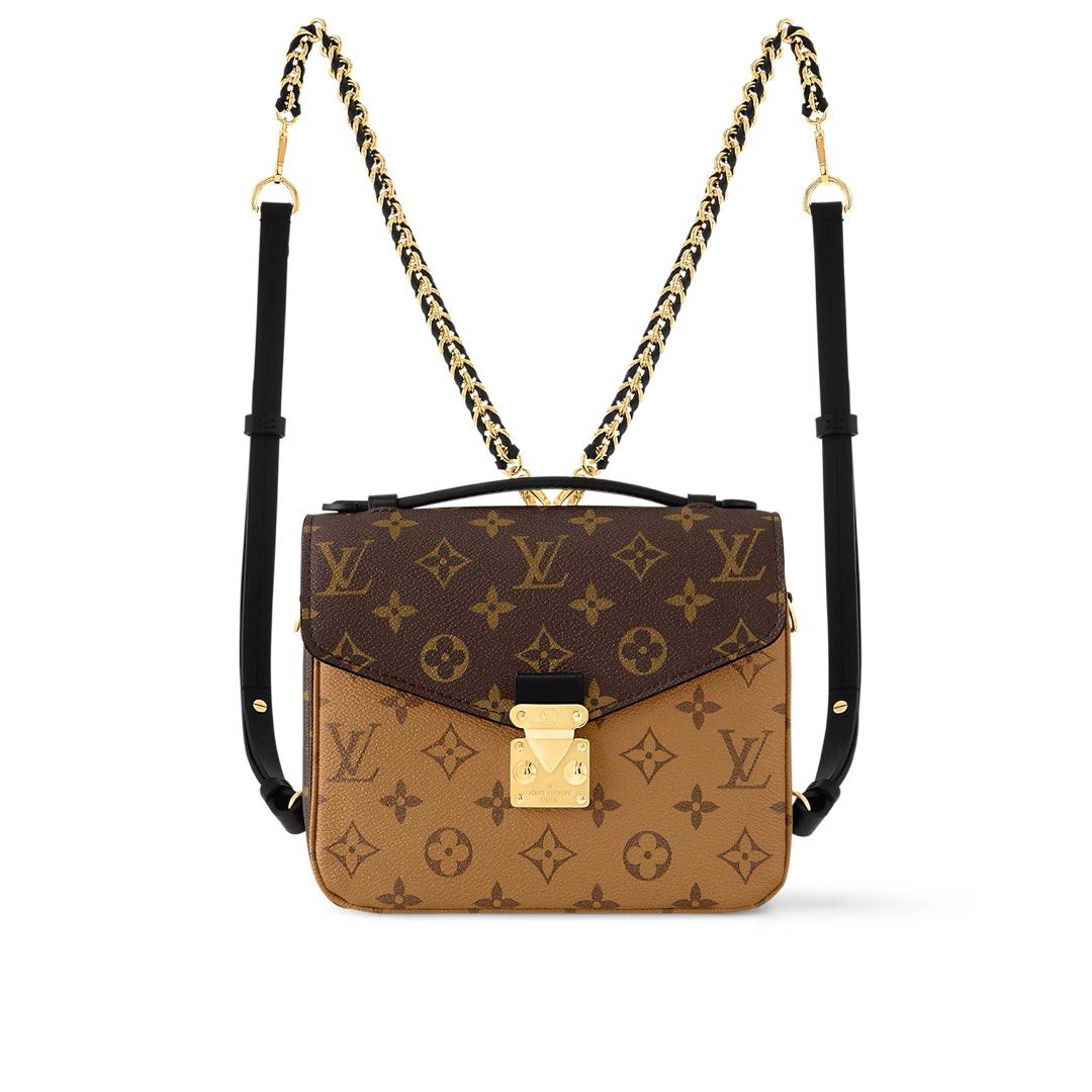 Authentic LV Pochette Metis Backpack Monogram Reverse Canvas (Category: Luxury Bags & Wallets) located in Manila. Submitted by your_closetlink (Listing ID 1338524029, Image 1). Description: Brandnew LV Pochette Metis Backpack. Microchipped. Comes complete. Still with protective film intact. Can be used multi-ways. Backpack/shoulder bag/hand bag/clutch bag. Can include receipt. Bought at LV Greenbelt for 182,000 pesos..