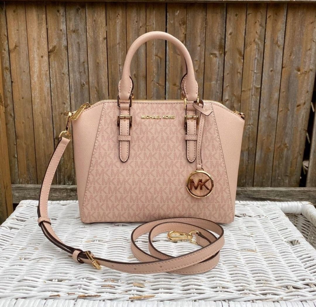 Michael Kors Ciara Zip Medium Messenger Bag in Ballet Signature Logo Print Coated Canvas and Saffiano Leather Women s Bag with Strap Women s Fashion Bags Wallets Cross body Bags on Carousell