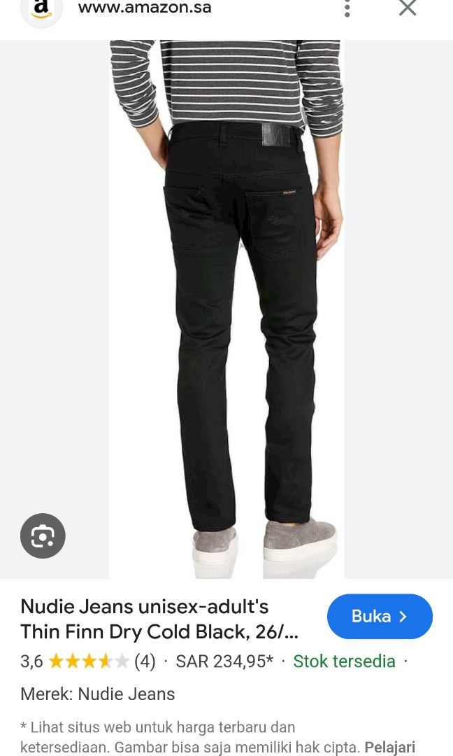 Nudie Jeans Thin Finn Dry Cold Black Size 31 Fesyen Pria Pakaian Bawahan di Carousell