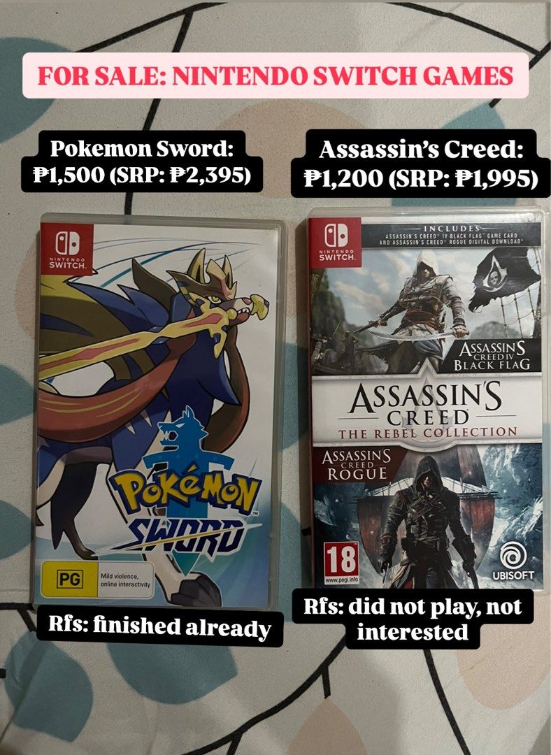 Assassin’s Creed (Category: Nintendo) located in Taytay. Submitted by ccarci (Listing ID 1338544698, Image 1). Description: If getting both, will give it 2,500 Pokemon ❌ Assasins creed ✅.