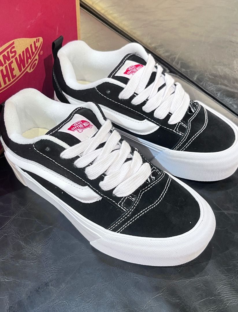 Vans Knu Stack wear resistant low top skate shoes unisex black and white Men s Fashion Footwear Sneakers on Carousell