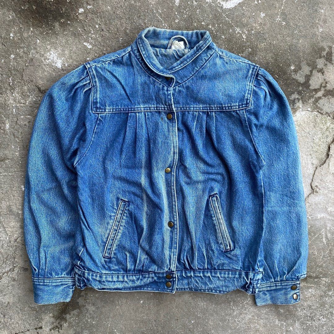 Vintage denim bomber jacket discount