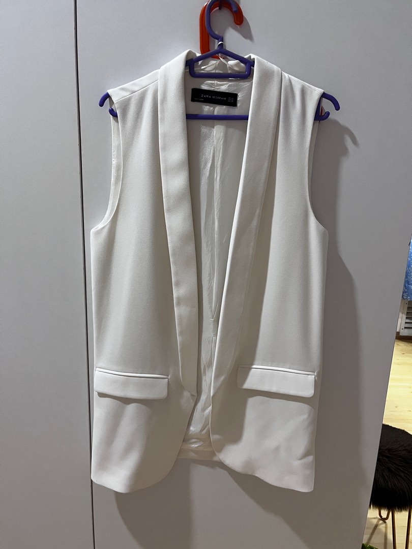 Zara Long White Vest