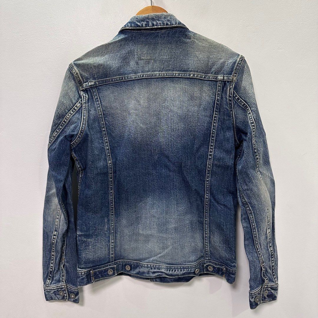 5351 POUR LES HOMMES | Denim Jacket (Category: Coats, Jackets and Outerwear) located in Lapu Lapu. Submitted by nervecloset (Listing ID 1338771867, Image 2). Description: 5351 POUR LES HOMMES | Denim Jacket size 2 on tag W = 19 inches L = 25 inches Excellent condition 2850 + sf.
