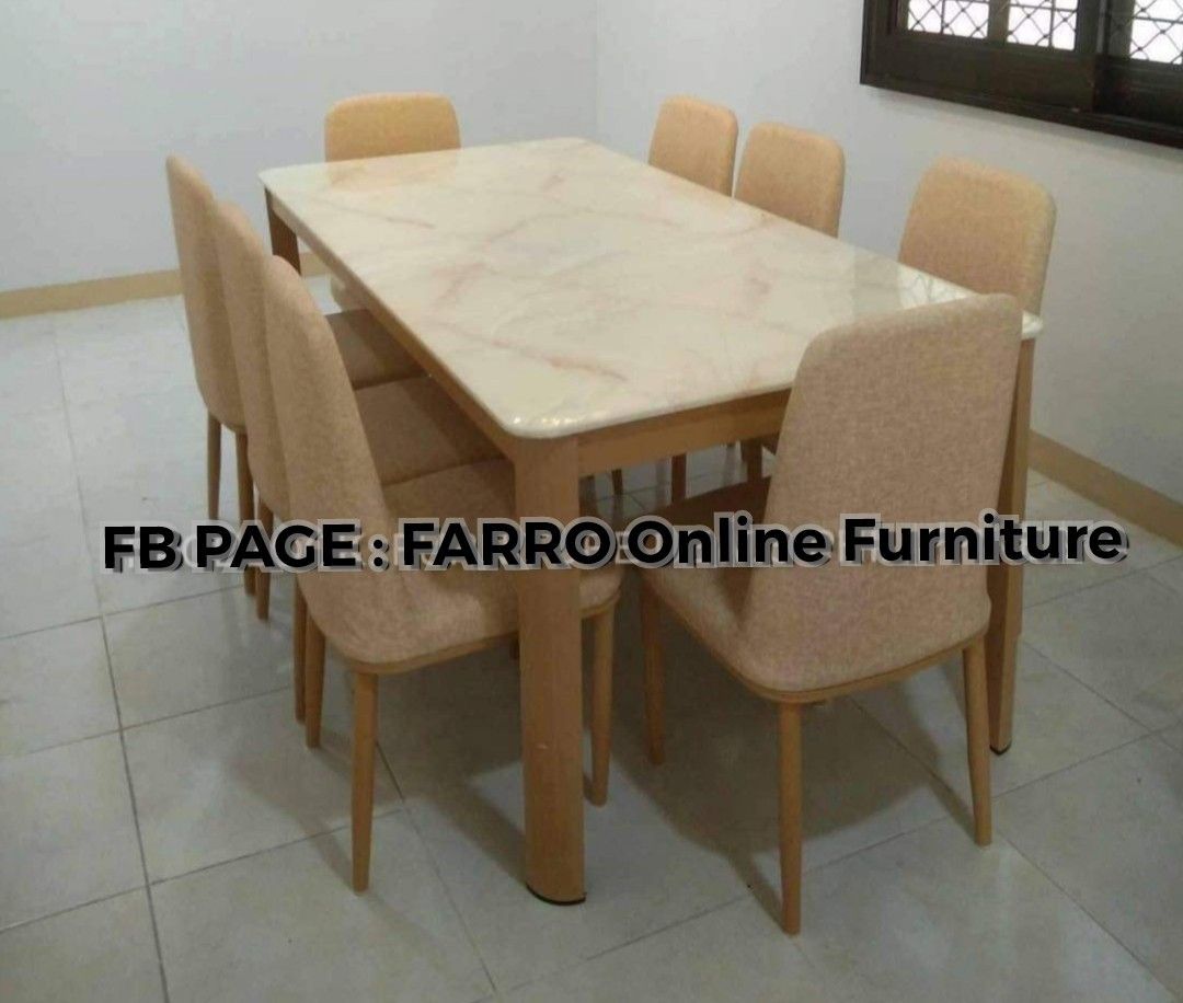 8 seater marble dining set (Category: Tables & Sets) located in Pasay City. Submitted by cherry_nicole (Listing ID 1338715626, Image 3). Description: 🔥 N E W A R R I V A L 🔥 8 SEATER MARBLE DINING SET ‼️ 35,000 only ‼️ ✔️ MARBLE TABLE TOP ✔️ 71x35x30 inches table size ✔️ Metal frame ✔️ Leather cushioned chairs 💥 On hand 💥 Brand new 💥 Cash on delivery 💥 PLUS delivery charge depends on buyer's location 💥 2-3days delivery time 📱09977258106.