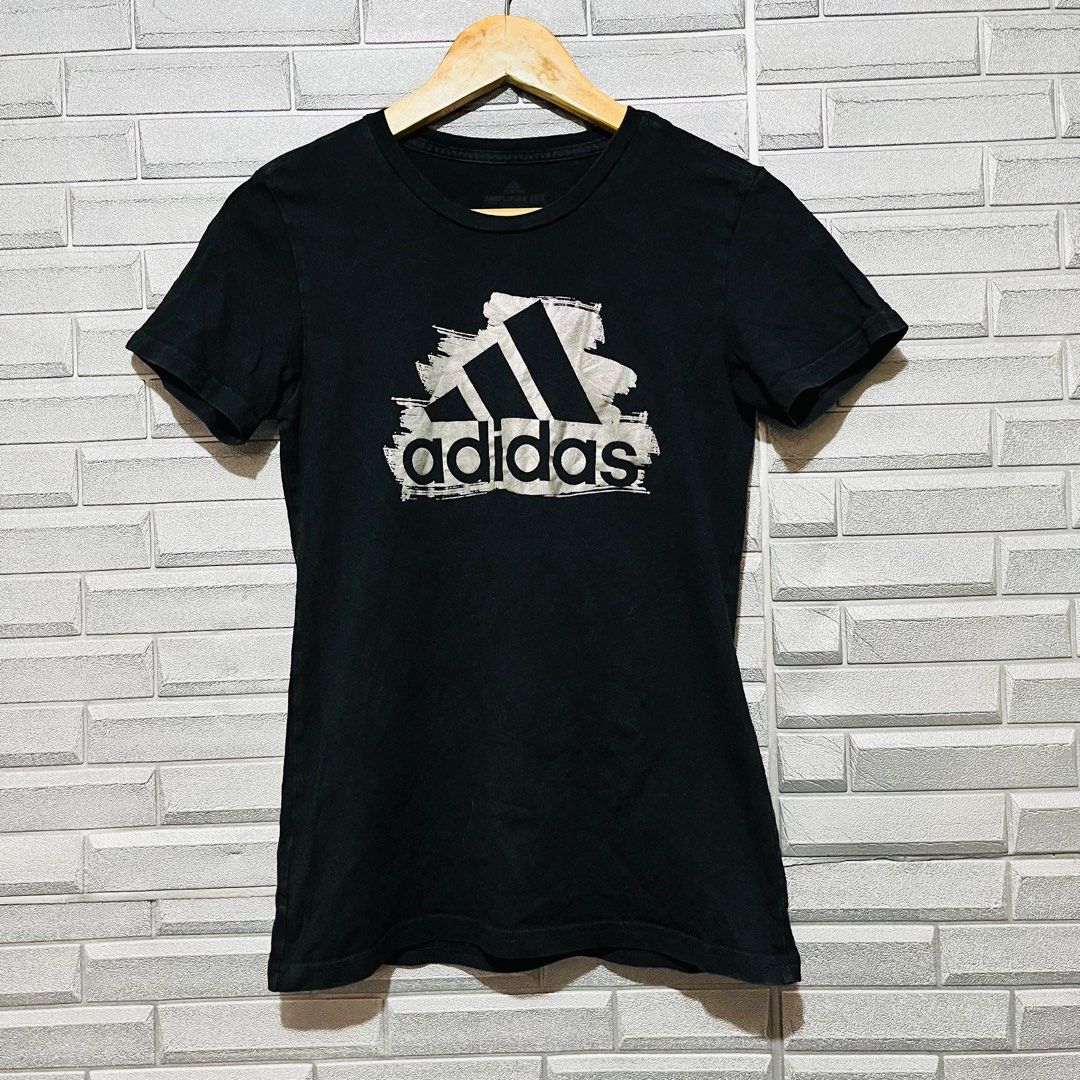 ADIDAS PRINTED CREWNECK T SHIRT VINTAGE BLACK XS 15x25
