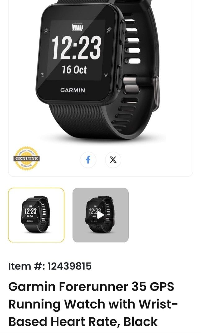 Garmin forerunner 35 gps heart rate monitor running watch black outlet