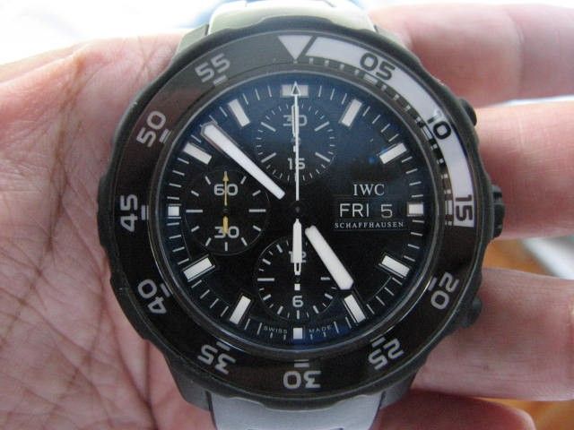 IWC Aquatimer Chronograph Galapagos Island Edition (Category: Luxury Watches) located in Manila. Submitted by Mr.FunTIMEsTICK (Listing ID 1338782471, Image 1). Description: FOR SALE: LIMITED EDITION IWC Aquatimer Chronograph Galapagos Island Edition Automatic Chronograph Movement Day and Date Function Unit and Box Model/Reference # : IW376705 Very Nice Black Face and Case Full Mens Size (44mm case size) Super luminous hour markers Php 215,000 Fun