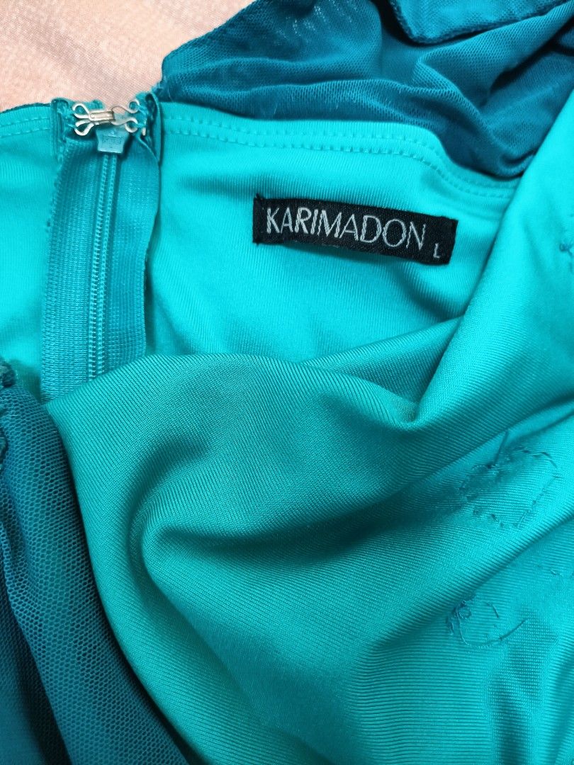 Karimadon Evening Long Gown - Teal Blue (Category: Evening dresses & gowns) located in Manila. Submitted by mhonicz (Listing ID 1338703300, Image 3). Description: Karimadon Evening Long Gown - Color : Teal Blue - One side off shoulder style - Chiffon fabric with inner linings, silk - Tag, Karimadon - Fit medium to large body frame - Waist line 26 to 30 - Suitable in any formal / evening occasions - RFS: one time use (evening party) needs to declu