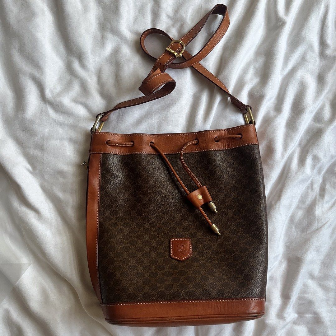 Original Vintage Celine Macadam Drawstring Bucket Bag