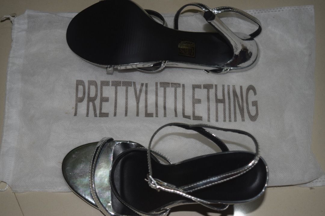 Pretty Little Thing PLT Silver Heels