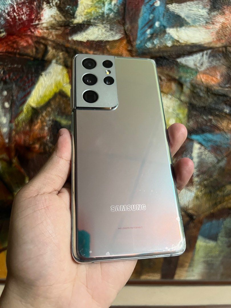 Samsung S21 Ultra 12/256gb 'Phantom Silver' (Category: Samsung) located in San Mateo. Submitted by migueleauthentic (Listing ID 1338776897, Image 2). Description: Samsung S21 Ultra 12/256gb NTC Local Variant Dual sim both openline Phantom Silver Exynos 2100 5nm In perfect condition! Pwede sa maarte Installed hydrogel both front and rear Loc: Marikina NCR Rfs: Upgrade.