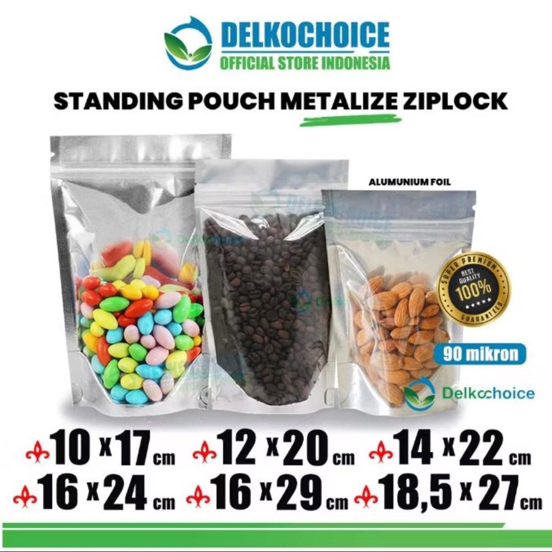 Standing Pouch Metalize Ziplock Kombinasi Standing Pouch Aluminium Foil Plastik Klip Makanan Delkochoice Ukuran 14 cm x 22 cm Uk. 14x22 cm Makanan Minuman Snek di Carousell
