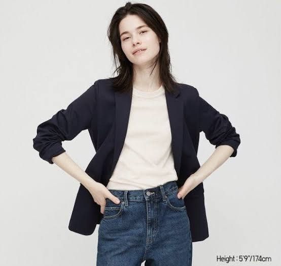 Uniqlo women navy blue UV cut jersey Jacket Blazer Women s Fashion Coats Jackets and Outerwear on Carousell