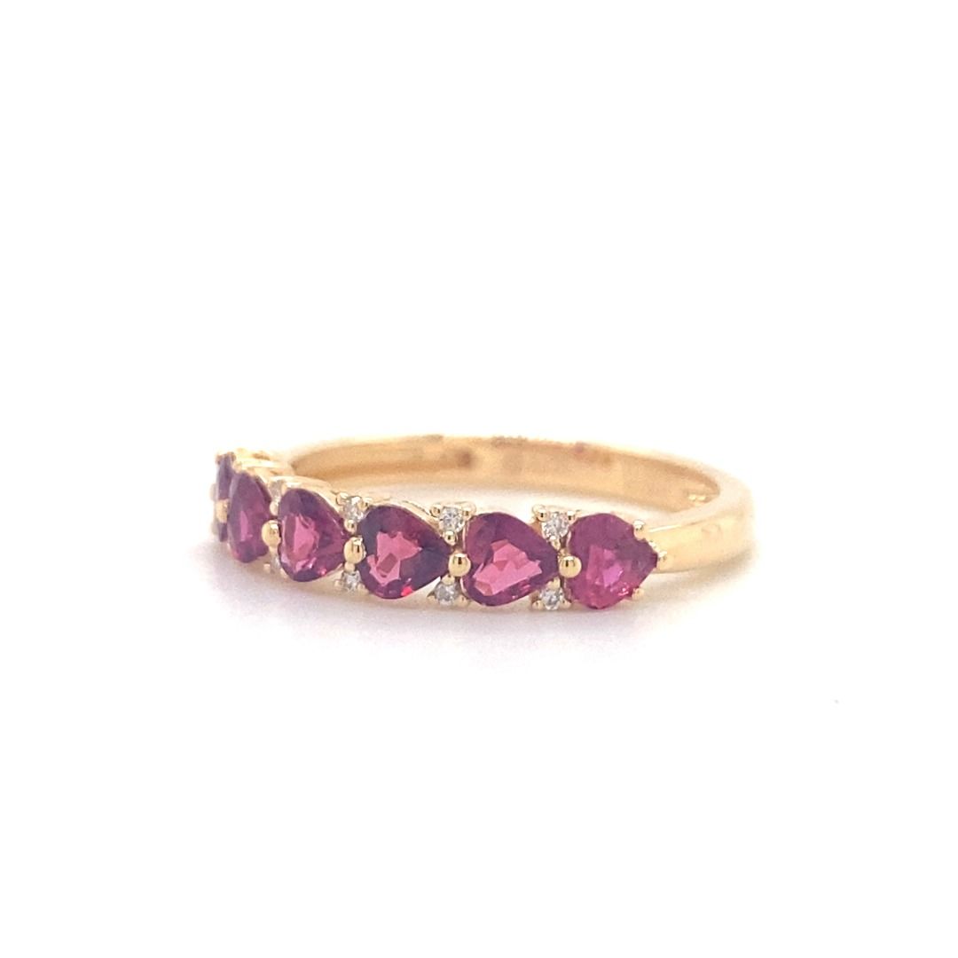 0.84 carat Heart Ruby Half Eternity Diamond Band H412101415, Women's ...