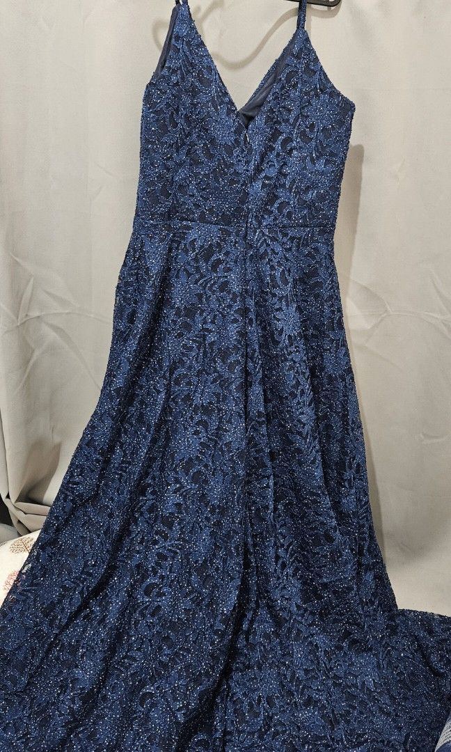 Blue Malt Long Evening Gown (XL) (Category: Evening dresses & gowns) located in Manila. Submitted by annie_001 (Listing ID 1338950644, Image 2). Description: Malt evening long gown with gold glitters XL size Item currently in Paco Manila, near Rob Otis..