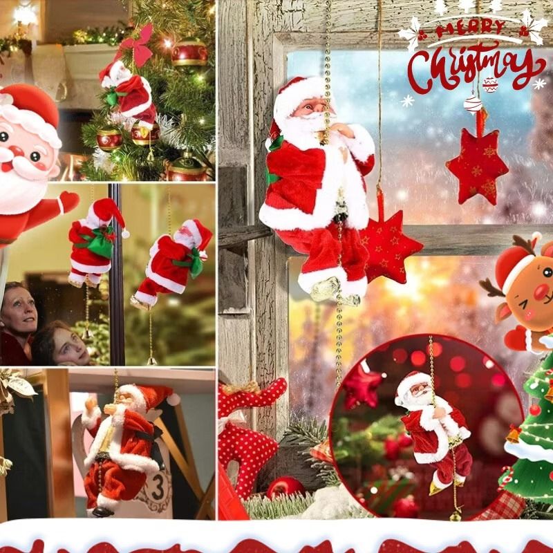 Christmas Electric Santa Claus Climbing Rope with Music Toy Electric ...